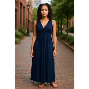 LOVEAPPELLA Women Navy Blue Long Dress LARGE